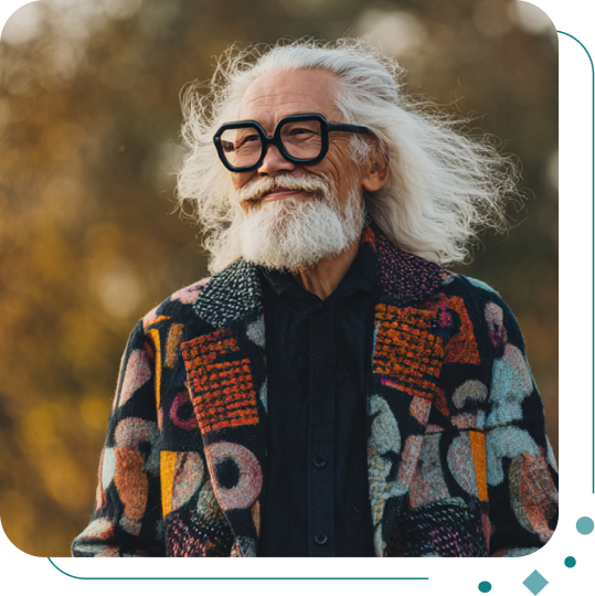 Fröhlicher Opa im Garten