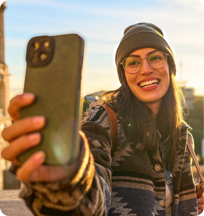 Frau macht ein Selfie
