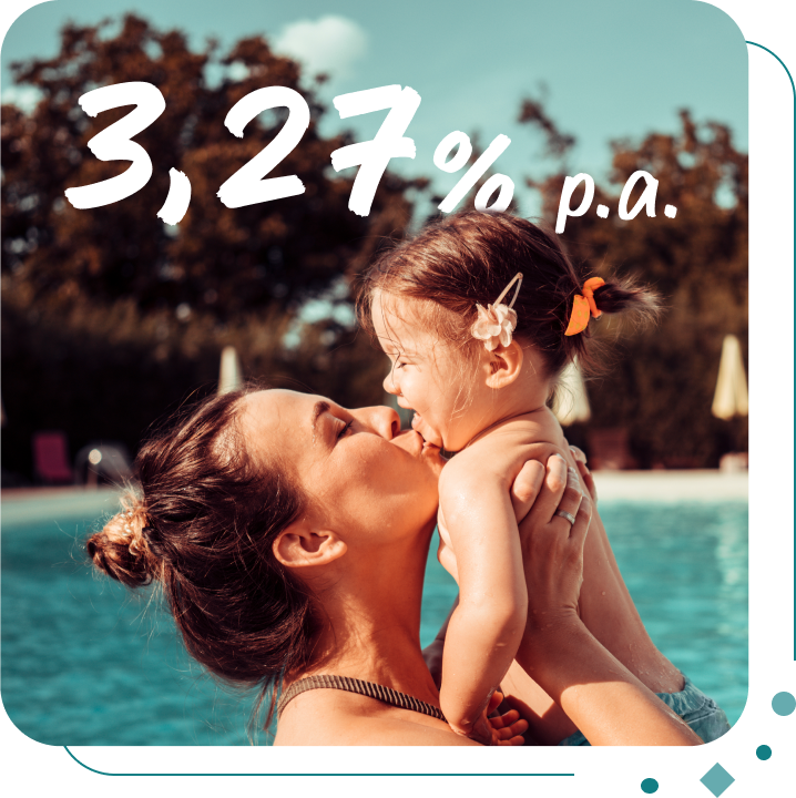 eine Mutter und ihre Tochter, die im Pool spielen
