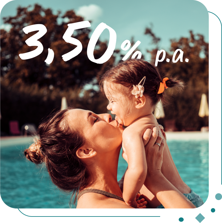 eine Mutter und ihre Tochter, die im Pool spielen